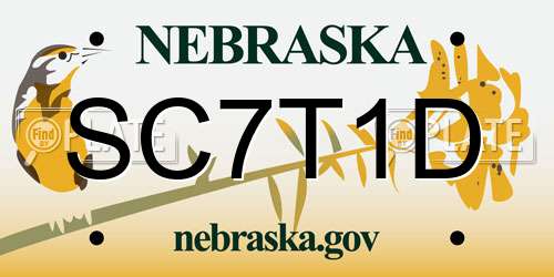 SC7T1D Nebraska License Plate