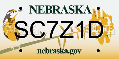 SC7Z1D Nebraska License Plate