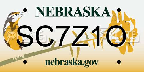 SC7Z1O Nebraska License Plate