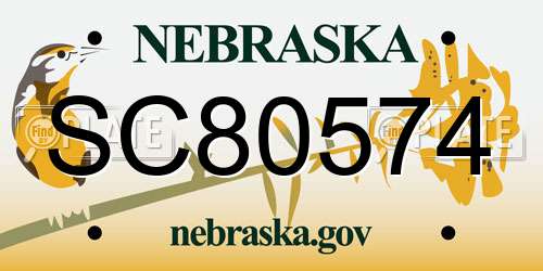 SC80574 Nebraska License Plate
