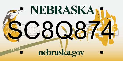 SC8Q874 Nebraska License Plate