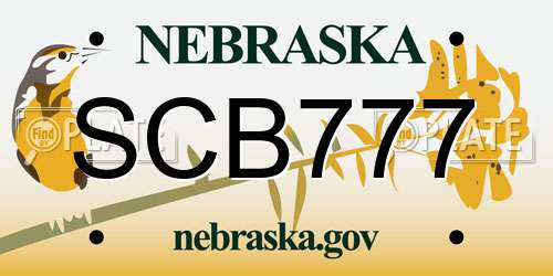 SCB777 Nebraska License Plate