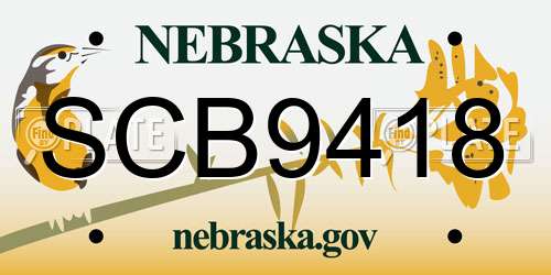 SCB9418 Nebraska License Plate