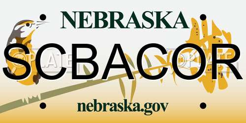 SCBACOR Nebraska License Plate