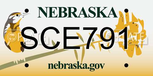 SCE791 Nebraska License Plate