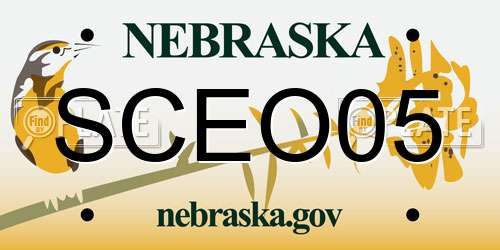 SCEO05 Nebraska License Plate