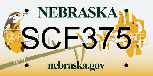 SCF375 Nebraska License Plate