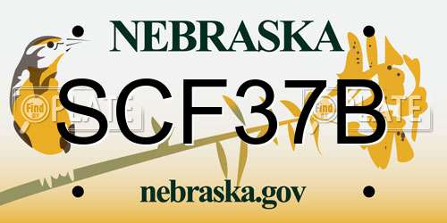 SCF37B Nebraska License Plate