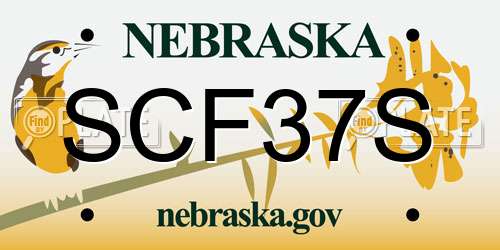 SCF37S Nebraska License Plate
