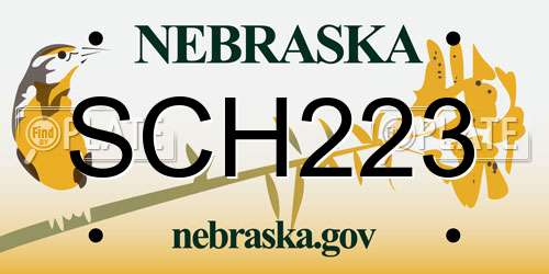 SCH223 Nebraska License Plate