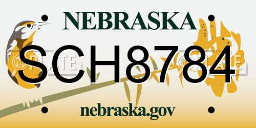 SCH8784 Nebraska License Plate