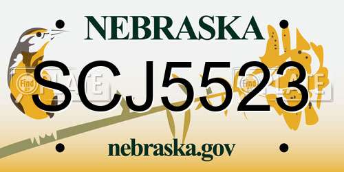 SCJ5523 Nebraska License Plate