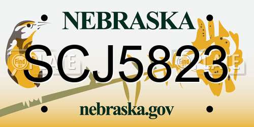 SCJ5823 Nebraska License Plate