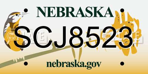 SCJ8523 Nebraska License Plate