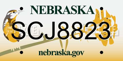 SCJ8823 Nebraska License Plate