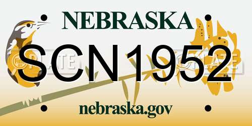 SCN1952 Nebraska License Plate