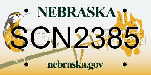 SCN2385 Nebraska License Plate