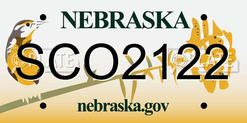 SCO2122 Nebraska License Plate