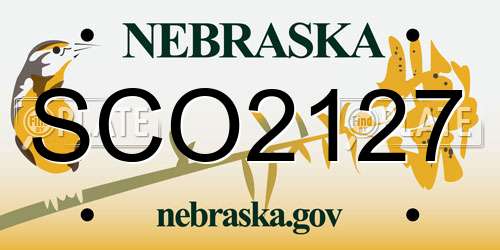 SCO2127 Nebraska License Plate