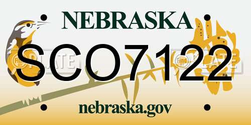 SCO7122 Nebraska License Plate