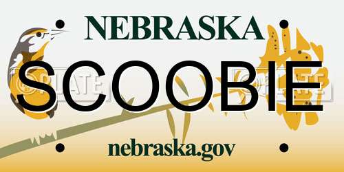 SCOOBIE Nebraska License Plate