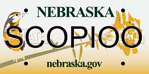 SCOPIOO Nebraska License Plate