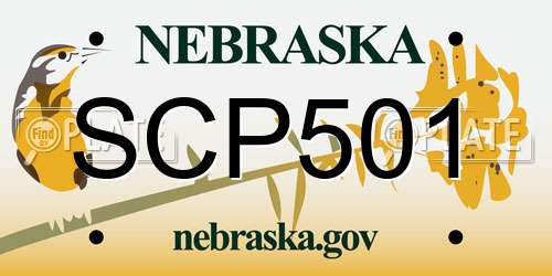 SCP501 Nebraska License Plate