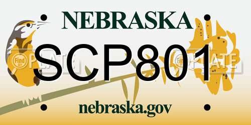 SCP801 Nebraska License Plate