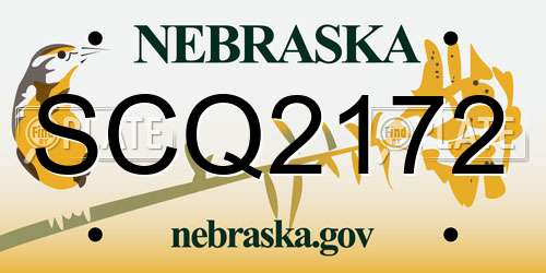 SCQ2172 Nebraska License Plate