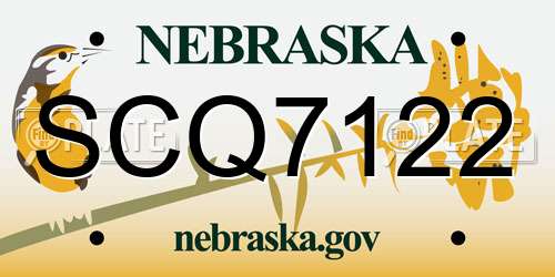 SCQ7122 Nebraska License Plate