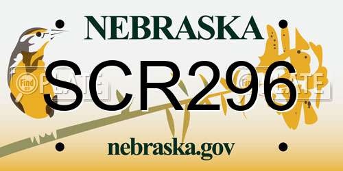 SCR296 Nebraska License Plate
