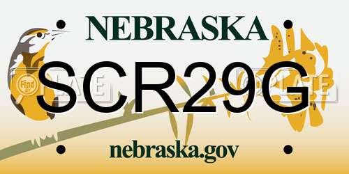 SCR29G Nebraska License Plate