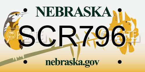 SCR796 Nebraska License Plate