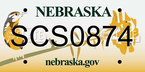 SCS0874 Nebraska License Plate