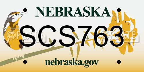 SCS763 Nebraska License Plate