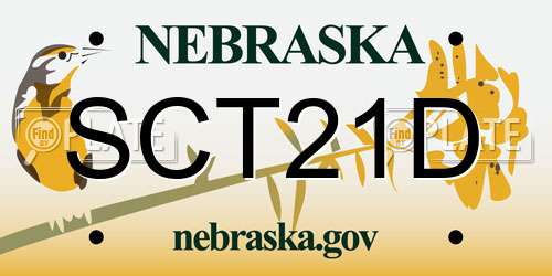 SCT21D Nebraska License Plate