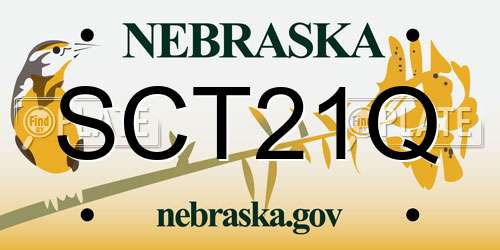 SCT21Q Nebraska License Plate