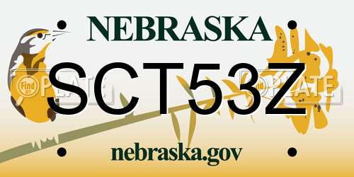 SCT53Z Nebraska License Plate