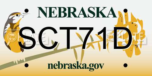 SCT71D Nebraska License Plate