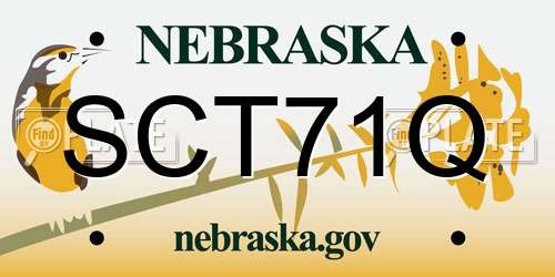 SCT71Q Nebraska License Plate