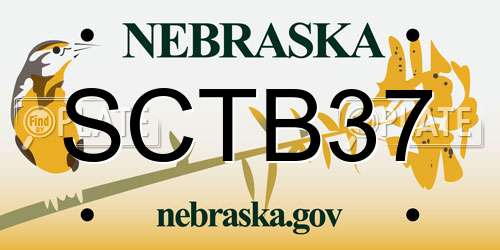 SCTB37 Nebraska License Plate