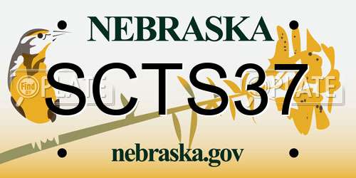 SCTS37 Nebraska License Plate