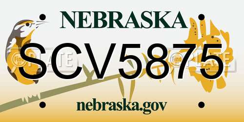 SCV5875 Nebraska License Plate