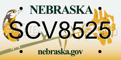 SCV8525 Nebraska License Plate