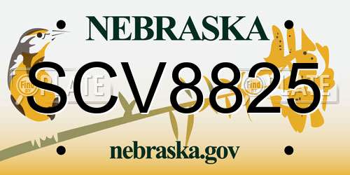 SCV8825 Nebraska License Plate