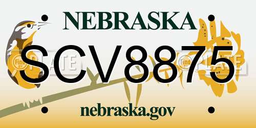 SCV8875 Nebraska License Plate