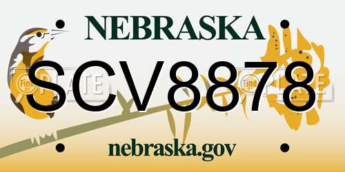 SCV8878 Nebraska License Plate