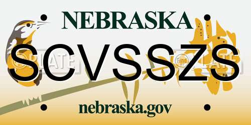 SCVSSZS Nebraska License Plate