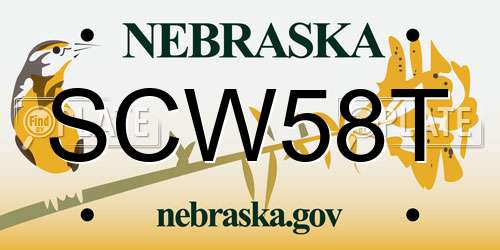 SCW58T Nebraska License Plate