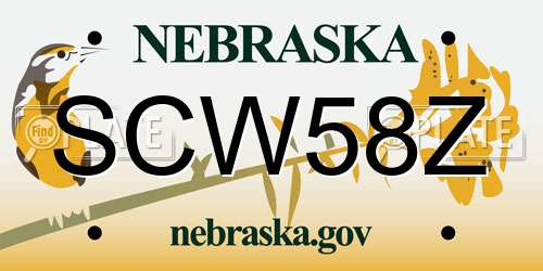SCW58Z Nebraska License Plate